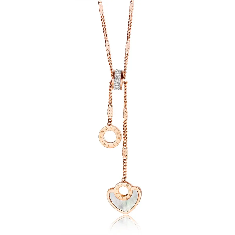 

2019 Jewelry Cubic Zircon Gold Color Necklaces For Women Romantic Silver Color Clavicle Heart Necklaces Pendants For Ladies