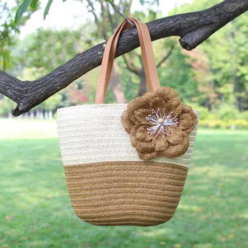 

WILIAMGANU Flower Women Bag Splice Shoulder Bags For Women Straw Woven Beach Bags Handbags Women Famous Brands Ladies Hand Bags