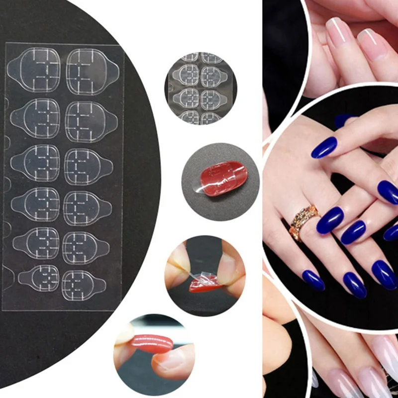 Double side Glue Sticker Transparent Flexible 24pcs Fake Nail Tips
