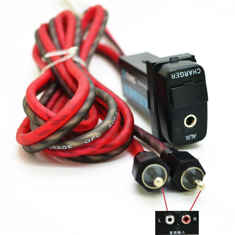 12V Car Interface USB Charger Adapter Power Socket with 3.5mm Aux Audio input for Toyota Camry Coro