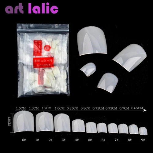 Artlalic 500 шт Искусственные накладные ногти для пальцев ног, кончики для нейл-арта, украшения для ног, маникюрные косметические инструменты, натуральные/прозрачные/белые накладные ногти - Цвет: Natural
