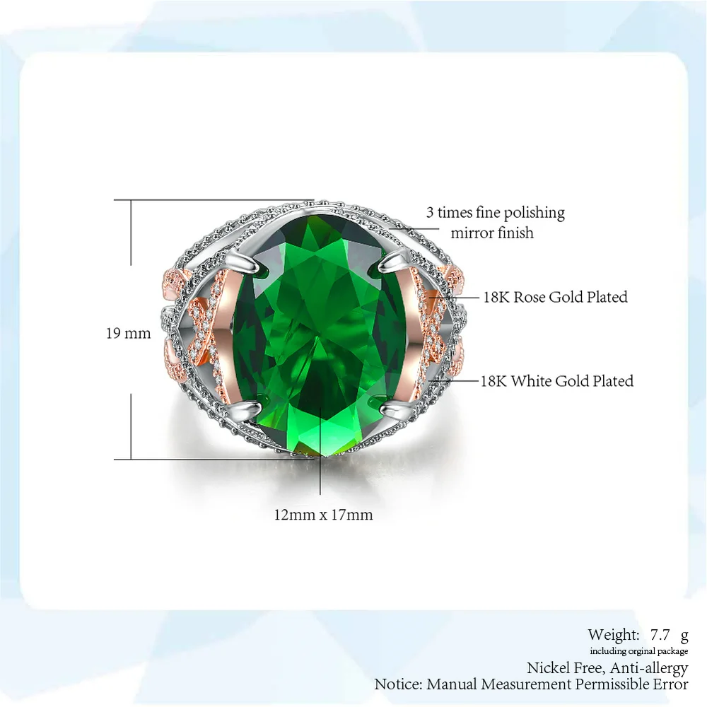 От Double Fair стильный дизайн большое кольцо инкрустированные Большой овальный Зеленый хрустальный камень кольца для Для женщин Серебряный Цвет Свадебные украшения DFYG048