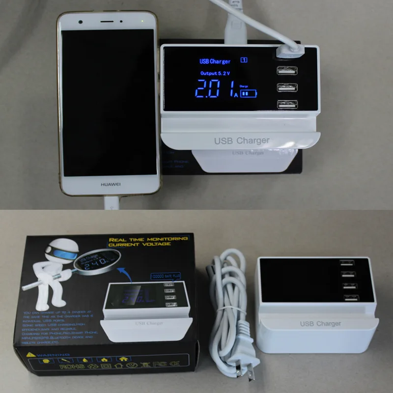 4 порта USB зарядное устройство адаптер станция концентратор светодиодный дисплей Мобильный телефон настенное зарядное устройство для iPhone samsung Xiaomi USB зарядное устройство Подставка держатель