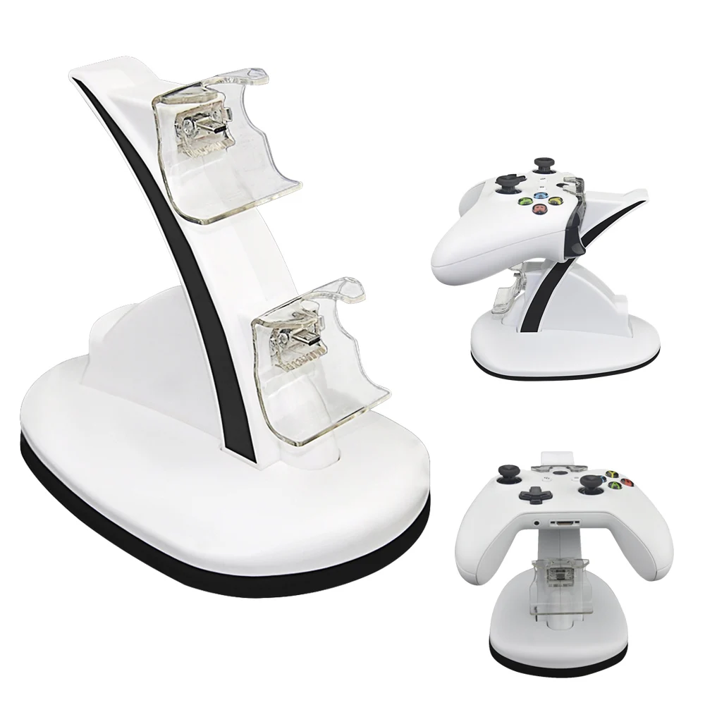 

Besegad Dual Controller Charging Dock Station Charger Stand for Microsoft Xbox One X box One Slim Controller White Gadgets