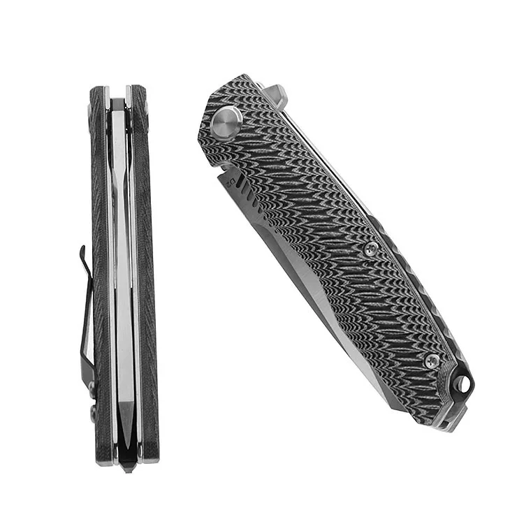 TWOSUN TS16 G10 folding knife D2 Satin blade ceramic ball bearing washer Tactical knife outdoor camping pocket knife EDC tools