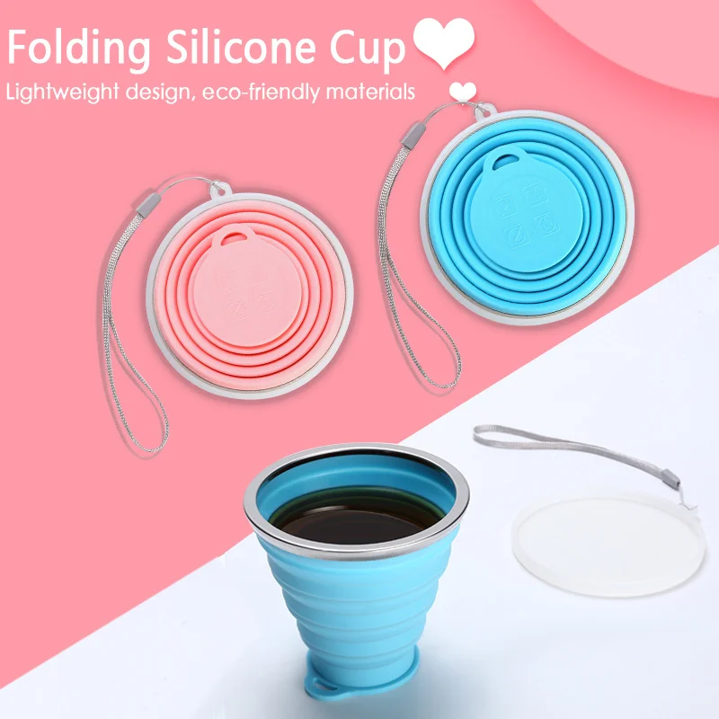 

250ML Travel Cup Stainless Steel Silicone Retractable Folding Cups Telescopic Collapsible Coffee Cups Outdoor Sport Water Cup