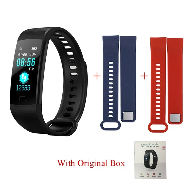 add 2 strap Смарт-браслет Y5 трекер сердечного ритма Smartband Монитор артериального давления высокий экран умный Браслет Смарт-браслет часы - Цвет: add 2 strap
