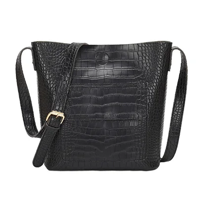 Модная женская сумка через плечо с узором «крокодиловая кожа», роскошная сумка на плечо с клапаном и карманом, женская сумка-мессенджер с регулируемым ремешком из искусственной кожи - Цвет: Black