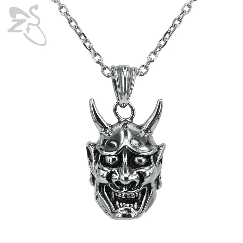 

ZS Men's Punk Skull Pendant Necklace Stainless Steel Jewelry Big Evil Head Pendants Male Rock Roll Biker Jewelry Accessories