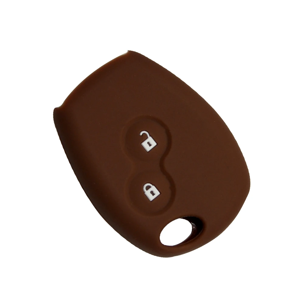 OkeyTech 2 кнопки силиконовый резиновый автомобильный чехол для дистанционного ключа для Renault Kangoo DACIA Scenic Megane Sandero Captur Twingo модус - Название цвета: Brown