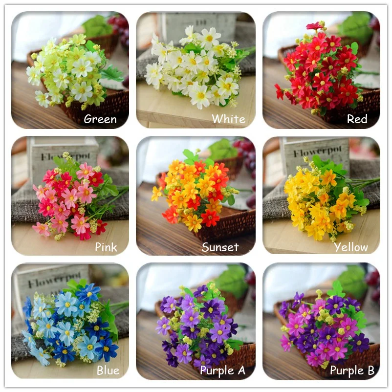 7 branch 1 Bouquet 28 heads cute silk daisy artificial decorative flower wedding flower bouquet home room table decoration