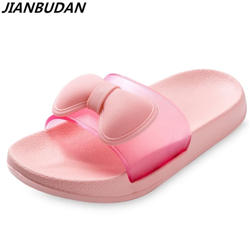 

comfortable light breathable home slippers butterfly knot cute flat anti-skid bath slippers soft bottom wear Beach shoes