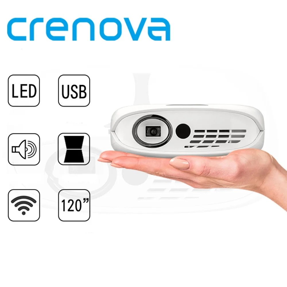 

CRENOVA Newest Portable Projector With WIFI Wireless Wired Sync Display Home Theater Movie DLP Projector Support 1080P Beamer