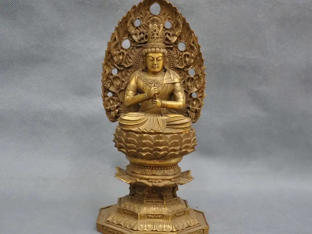

10'' China India Shakyamuni Buddha Seat Lotus Bronze Statue