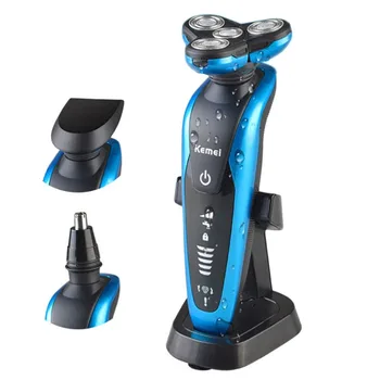 

KEMEI KM-58890 3-in-1 Rechargeable Electric Razor Washable 3D Floating Triple Blades Electric Shaver Men Face Nose Care