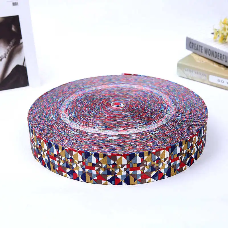 

DoreenBeads Woven Geometric Ribbon Lace Colorful Polyester Webbing Home Textile Garment Bag Hats Crafts DIY About 0.9m long, 1PC