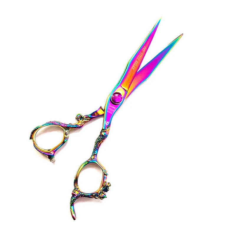

7 Inches JAGUAR Brand Germany Multi-Color Dragon Stainless Steel Scissors Hairdressing Beard Scissors Sharp Blade F-15