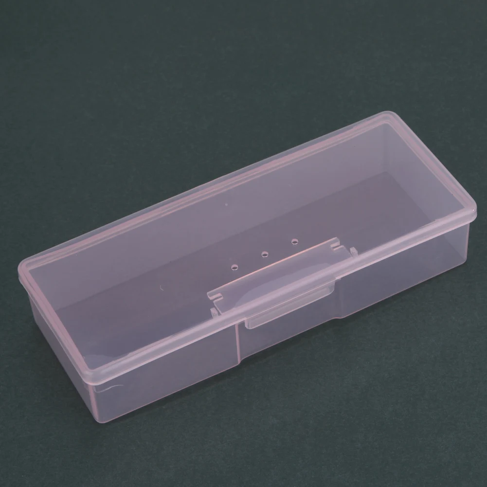 Пластиковая прозрачная коробка для хранения инструментов для ногтей Стразы для ногтей, украшения, буферные файлы Шлифовальные, органайзер, чехол, коробка 193x80x39 мм