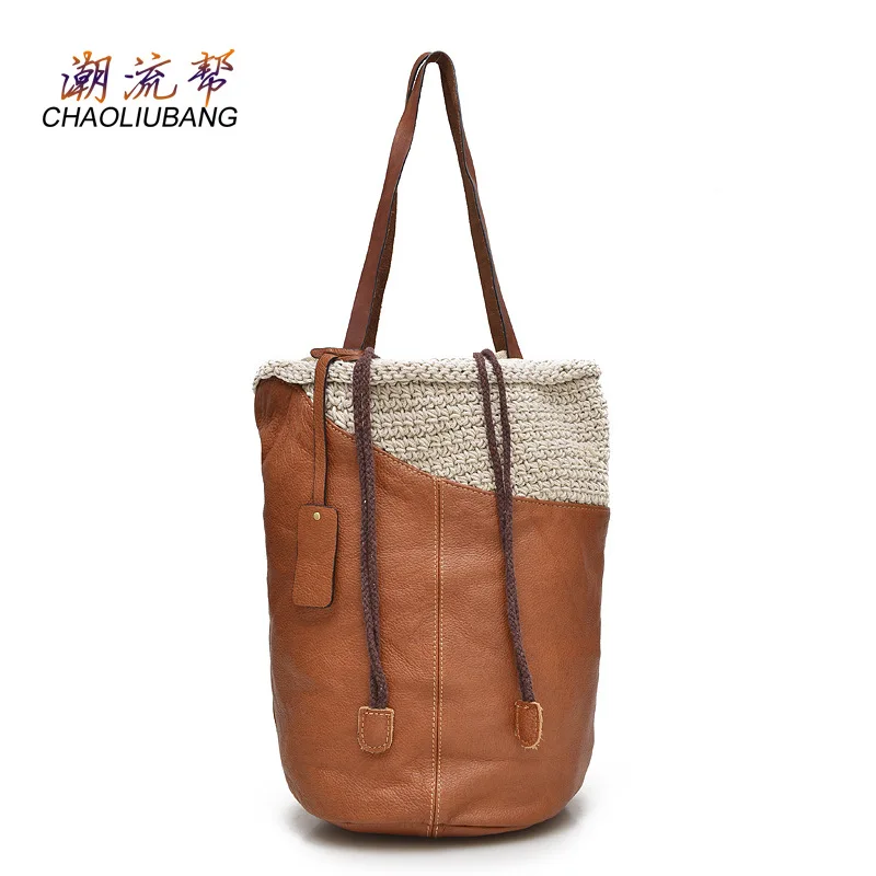

Factory Direct 2018 New Pure Hand Woven Bags Women's Handheld Leather Single Shoulder Bags Large Capacity Simple