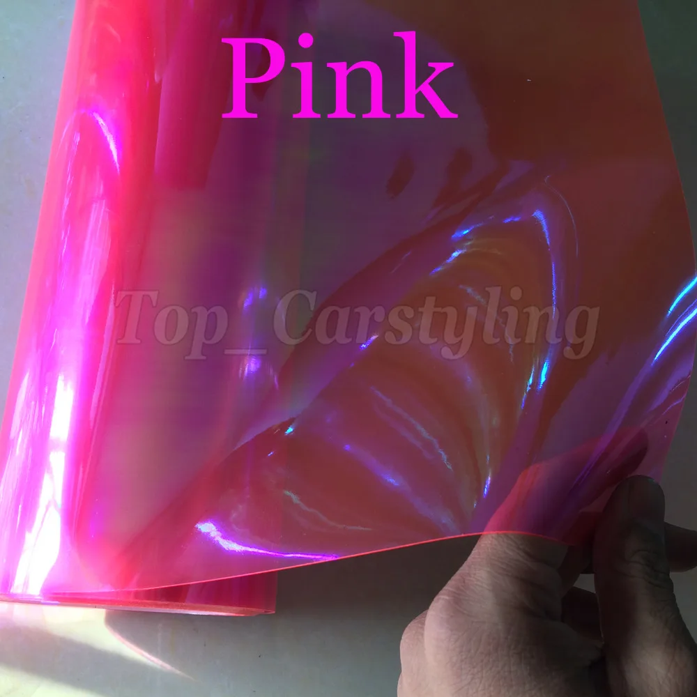 

0.3x10m Rose Pink Headlight Tint Film Car Taillight Fog Vinyl NEOCHROME Headlamp Tinting Foil Rainbow car lights covering Vinyls
