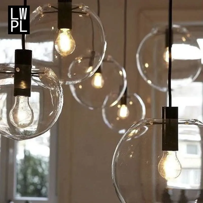 Подвесной светильник в скандинавском стеклянном шаре глобус хромированный