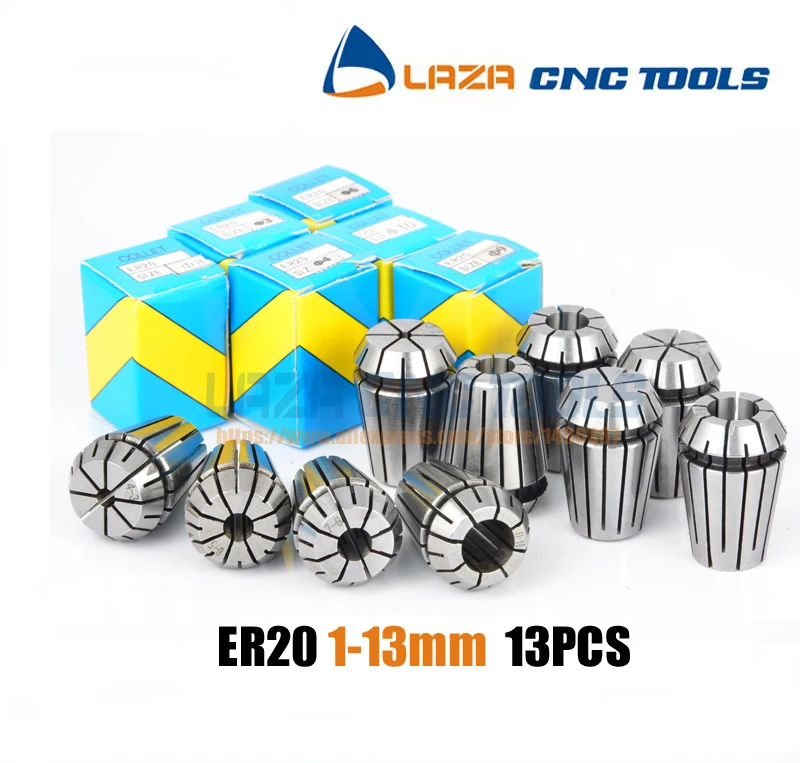 13Pcs/lot ER20 collet 13PCS ER20 collet set (1 13mm) for CNC milling