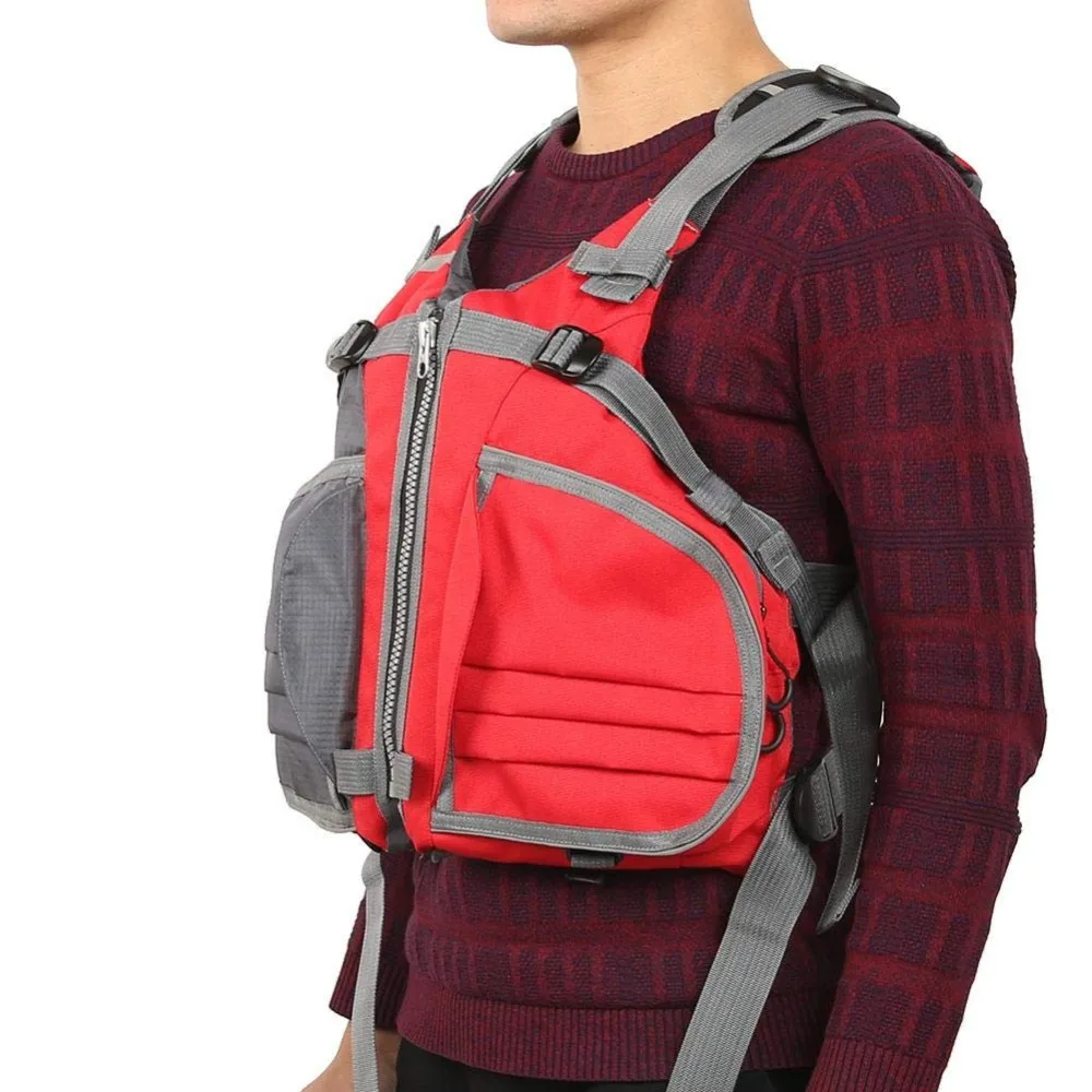 Kayak life jacket Fishing life vest profession Tear resistance of fabric yellow red green Free size less 110KG