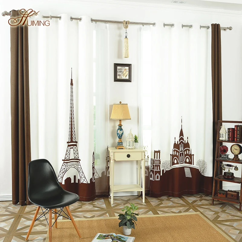 

130*260 cm Deep Brown 3d castle kids window curtains for living room luxurious modern curtains for bedroom