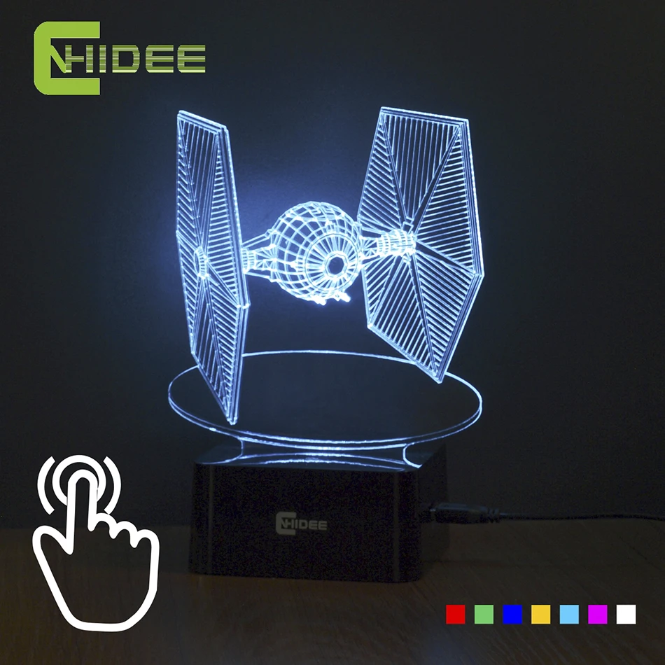 Regalos creativos Star Wars Tie Fighter lámpara 3D Deco visión escritorio Lampara Led USB 7 colores cambiantes bebé dormir noche Luz Regalos creativos Star Wars Tie Fighter lámpara 3D Deco visión escritorio Lampara Led USB 7 colores cambiantes bebé dormir noche Luz