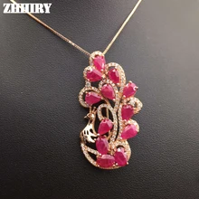 Натуральный рубиновое ожерелье из натуральной Драгоценный Кулон Драгоценный Камень Изящные женские ювелирные изделия Серебро 925 пробы женские класса люкс