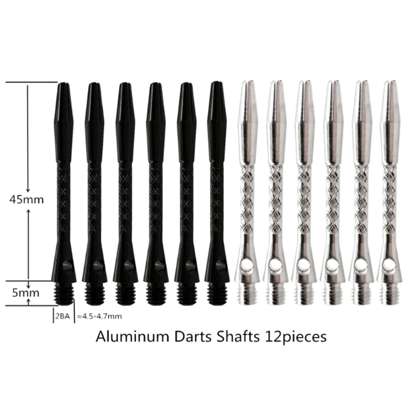 12pcs 5cm Aluminium Alloy Screw Dart Shaft Silver Black Darts Stems