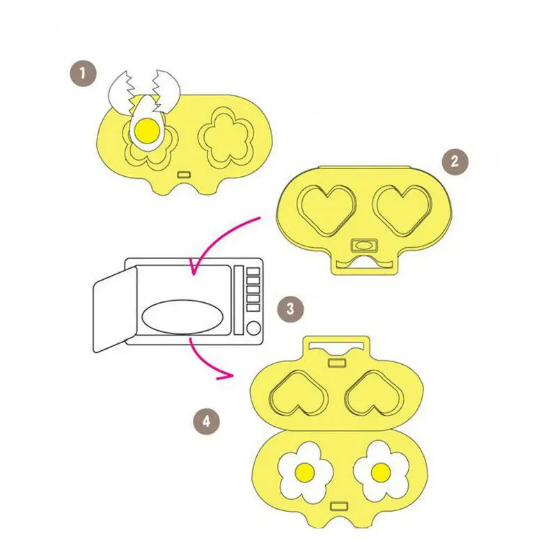 В форме цветка и сердца, микроволновые яичные кулинарные формы, яичный Пароварка, идеально подходит для английских маффинов, яичных сэндвичей