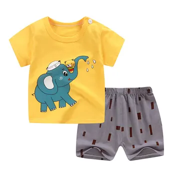 T-Shirt+Short Pants Baby Boy Girls Cotton Kids Clothing Sets Clothes Outfits Bebes Suits 12M to 5 Years Old 2 PCS Set children s clothing set pajamas sets kids girls tshirt pants newborn baby boys clothes set cotton roupa bebes boy suits outfit