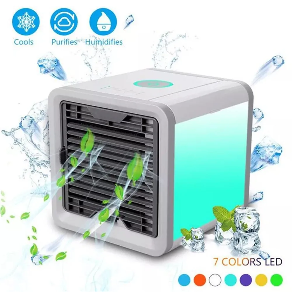 

7 Colors Light USB Mini Portable Air Conditioner Air Cooler Fan Humidifier Purifier Desktop Air Cooling Fan For Office Home