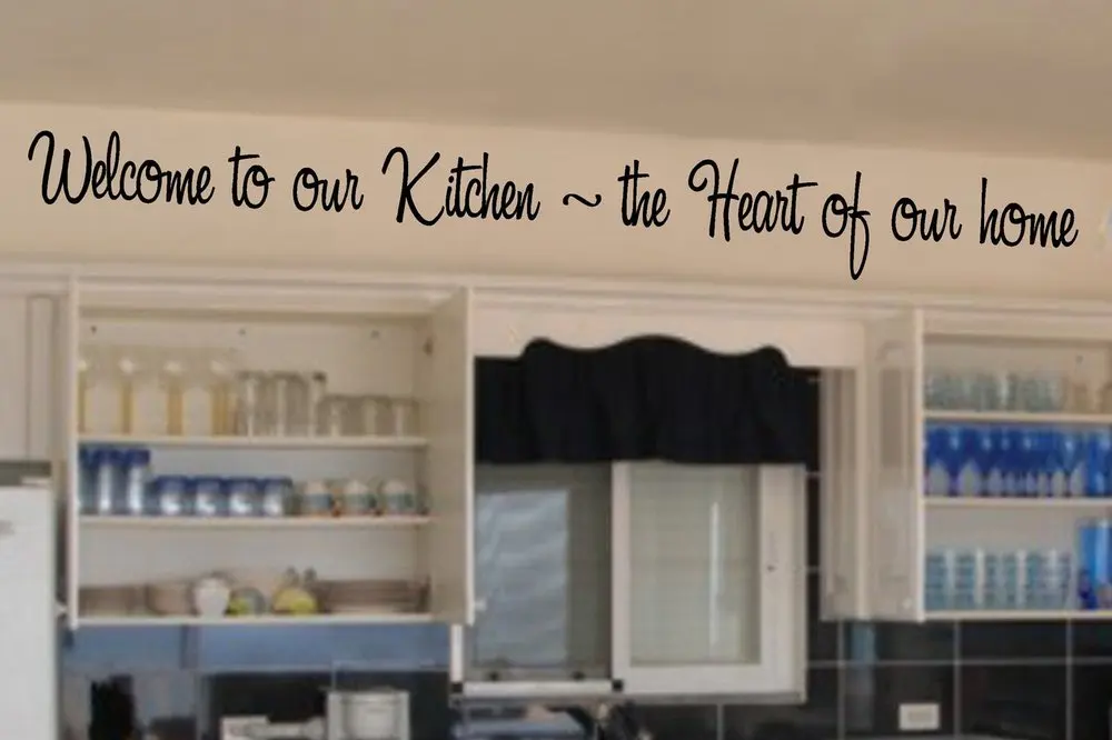 Welcome To Our Kitchen The Heart Of Home English Quote Vinyl Welcome To Our Kitchen The Heart Of Home English Quote Vinyl Wall Stikers Removable Art Decals Free Shipping In Stickers From Garden