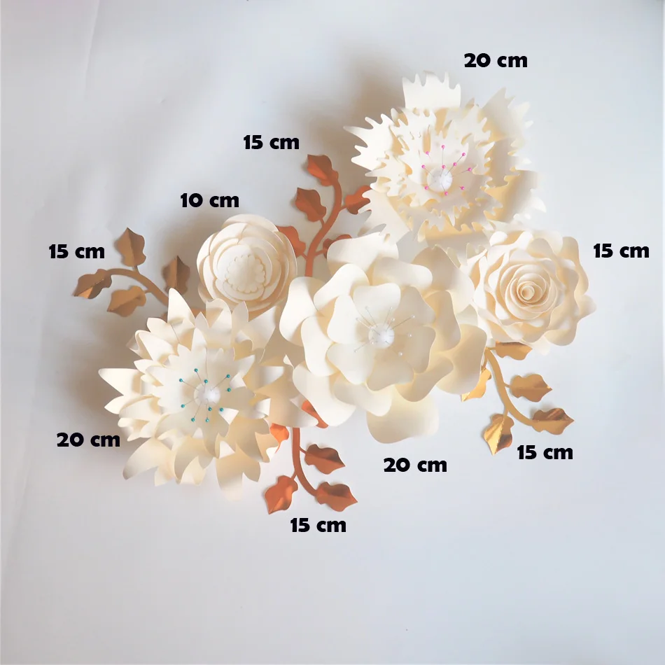 Buy Handmade Cardstock Rose DIY Paper Flowers Leaves Set For Wedding & Event