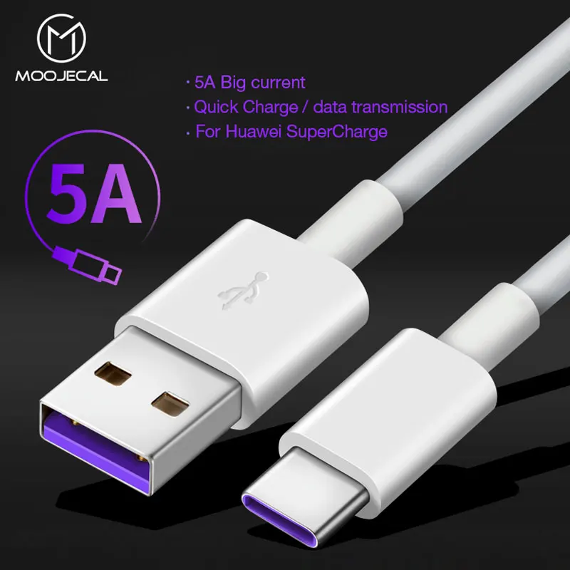 

MOOJECAl USB C Type C Cable 5A For Huawei Mate 20 P30 P20 Pro USB Fast Charging Cable For Samsung S9 Redmi Note 7 Quick Charge