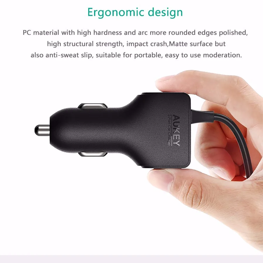 Ładowarka samochodowa Aukey CC-Y4 kabel Type-C 1XUSB