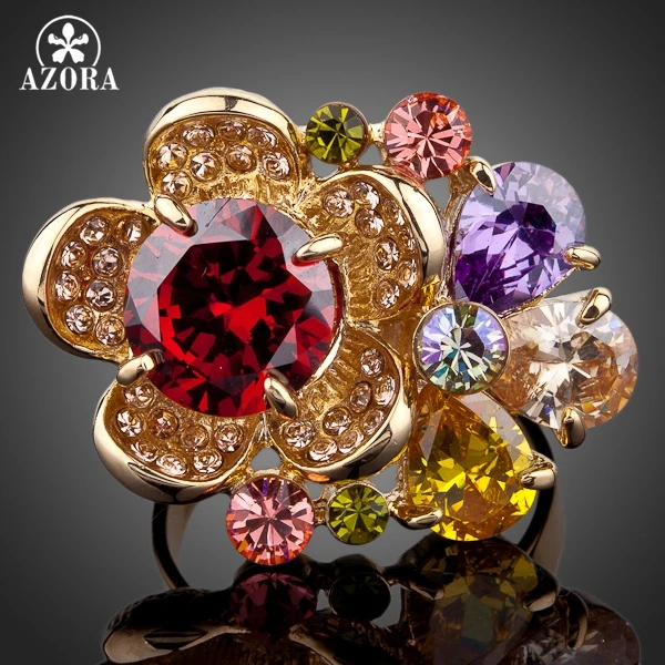 Женское кольцо с австрийским кристаллом разные цвета|gold color|ring sizerings adjustable size |
