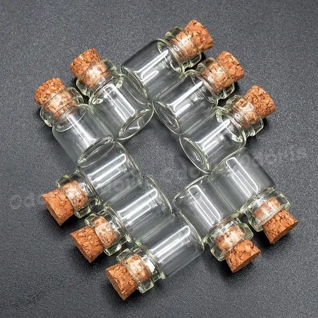Odoria 1:12 Miniature 10pcs Display Glass Bottles Jars with Cork for Food Spice Storage Kitchen Set Dollhouse Accessories Decor 2