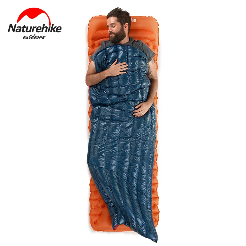 Naturehike ультра-светильник спальный мешок для взрослых на открытом воздухе для кемпинга квадратный спальный мешок с гусиным пухом на осень/зиму