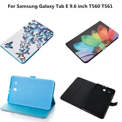 Из искусственной кожи чехол для Samsung Galaxy Tab E 9,6 ''случае стоят силиконовые ТПУ задняя крышка для Galaxy Tab E 9,6 дюйма T560 T561 Tablet