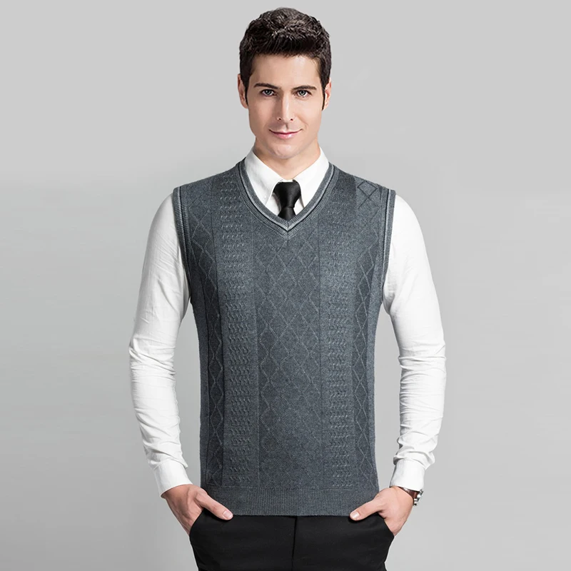 High Quality Classic Solid Color Men's Wool Sweater Cable