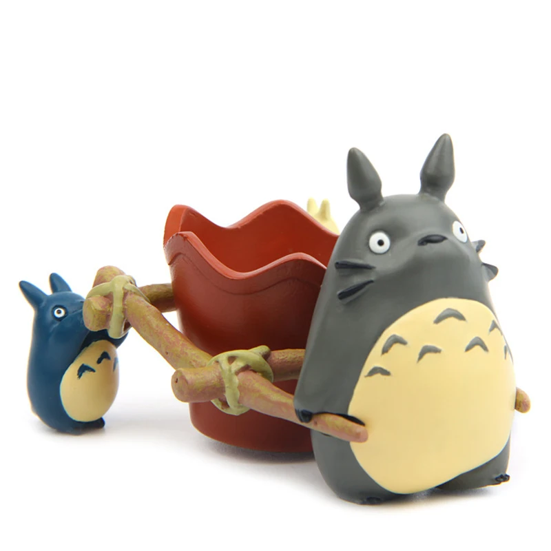 1 компл. Studio Ghibli Мой сосед Тоторо игрушки тянуть корзину Тоторо ПВХ фигурку Коллекция модель игрушки для детей подарок декор для дома