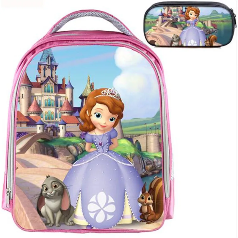 

13 inch Sofia the First Girls Backpack School Backpacks Pencil Bag School Backpack Set Children Bookbag Personalized Gift