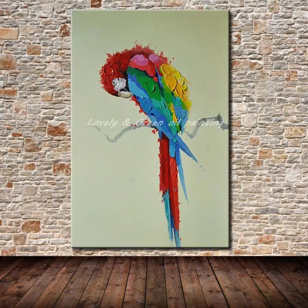 Frameless Paintings Hand Painted ParrotAnimal Oil Painting On Canvas