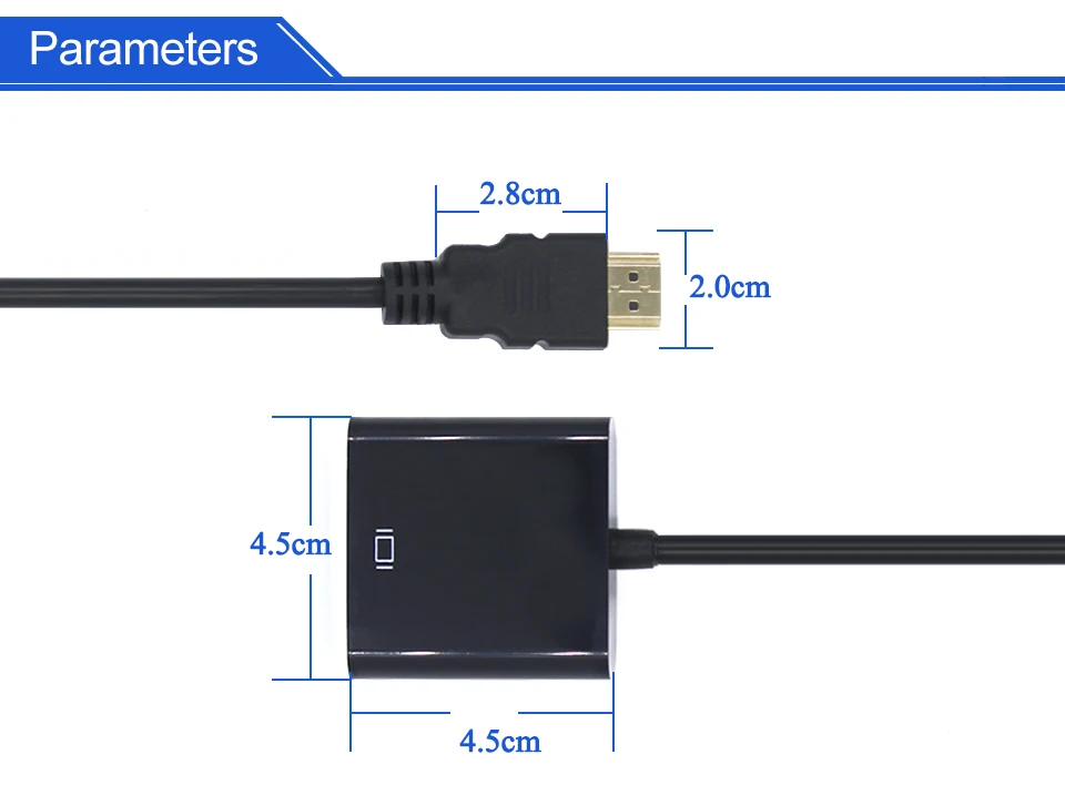VERI Male to Female 1.4 Version HDMI to VGA Converter HD Adapter Cable for PC Laptop Tablet Support 1080P HDTV TV Video Card (5)
