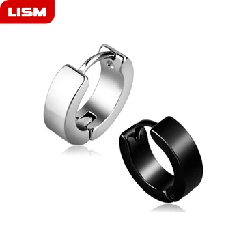

1 Pair Trendy Fashion Women Men Punk Gothic Stainless Steel Simple Round Stud Earrings Lover 4 Colors Earring Jewelry