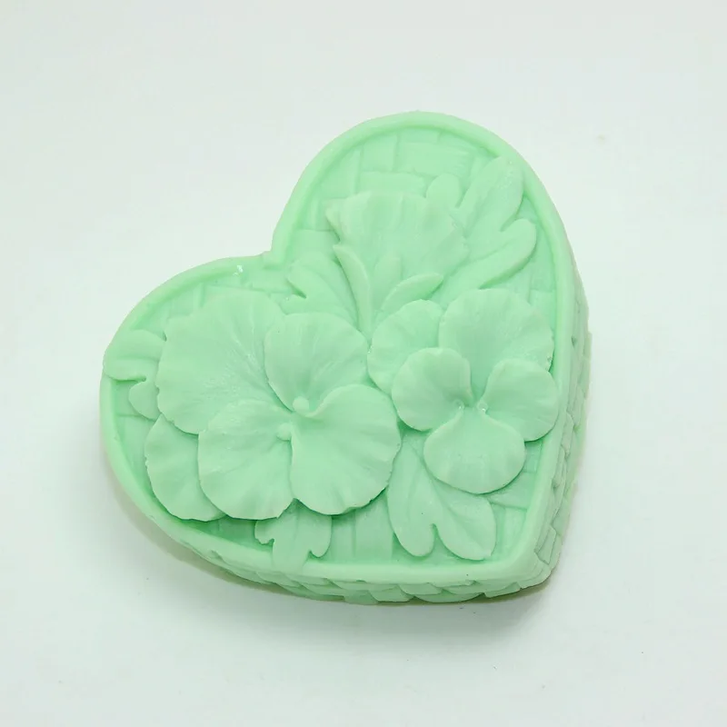 Heart Soap silicone mold Flower Pattern woven 3D Soap Making molds