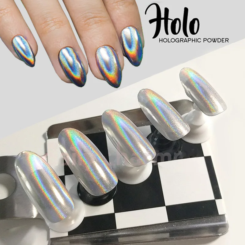 1g/Box New 2016 Rainbow Shinning Mirror Nail Glitter Powder Holographic Nails Dust Laser Holo nail art decorations Pigment